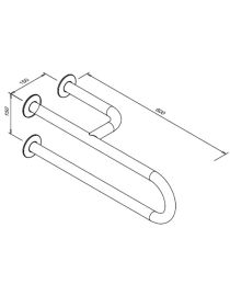 Fix kapaszkodó mozgáskorlátozottak számára, 3 tartóoszlopos jobb oldali, 600 mm, fehéracél