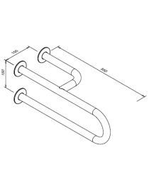 Fix kapaszkodó mozgáskorlátozottak számára, 3 tartóoszlopos, jobbos, 550 mm, fényes felületű
