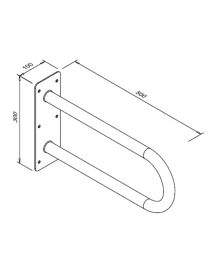 Fix, íves korlát mozgáskorlátozottak számára, 500 mm, matt rozsdamentes acél