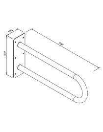 Fix, íves, mozgáskorlátozottaknak kialakított, 600 mm-es korlát polírozott rozsdamentes acélból
