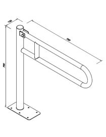 700 mm-es fehér acél fogódzó mozgáskorlátozottak számára