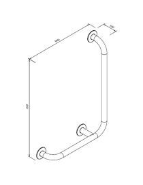 Matt téglalap alakú rozsdamentes acél korlát mozgáskorlátozottak számára 7/5 jobb 90°