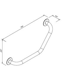 Polírozott rozsdamentes acél korlát 130°-os szöggel mozgáskorlátozottak számára