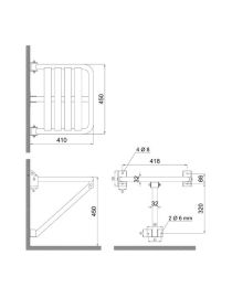 Összecsukható zuhanyülőke tartókkal, matt rozsdamentes acél
