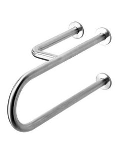 Fix korlát mozgáskorlátozottak számára, 3 tartóelemes, bal oldali, 550 mm, fényes rozsdamentes acél