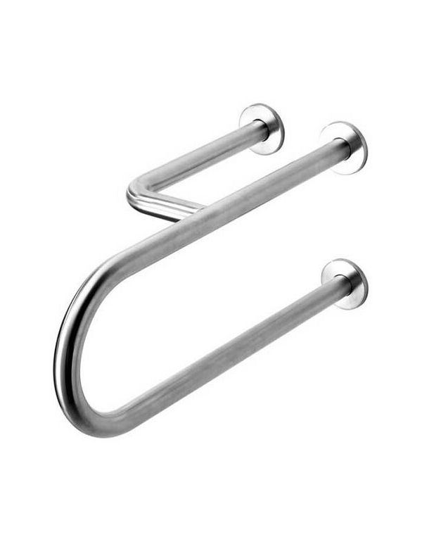 Fix korlát mozgáskorlátozottak számára, 3 tartóelemes, bal oldali, 550 mm, fényes rozsdamentes acél