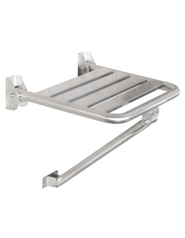 Összecsukható zuhanyülőke tartókkal, matt rozsdamentes acél