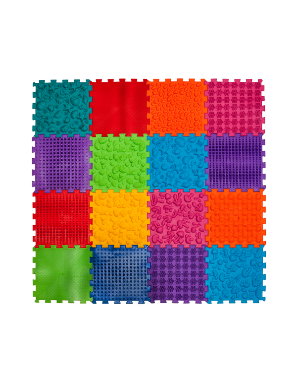 Szenzoros-motoros masszázsszőnyeg "Mega Mix" kirakós játék 16 elem