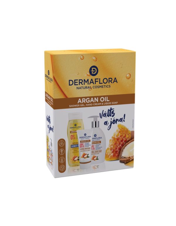 Dermaflora 0% ajándékszett (folyékony szappan + kézkrém + tusfürdő) argánolajjal