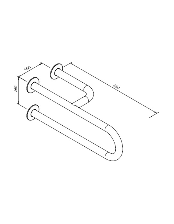 Fix kapaszkodó mozgáskorlátozottak számára, 3 tartóoszlopos, jobbos, 550 mm, fényes felületű