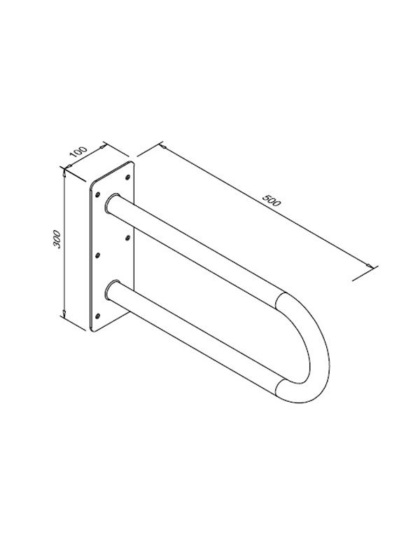 Fix, íves korlát mozgáskorlátozottak számára, 500 mm, matt rozsdamentes acél