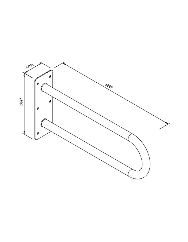 Fix, íves, mozgáskorlátozottaknak kialakított, 600 mm-es korlát polírozott rozsdamentes acélból