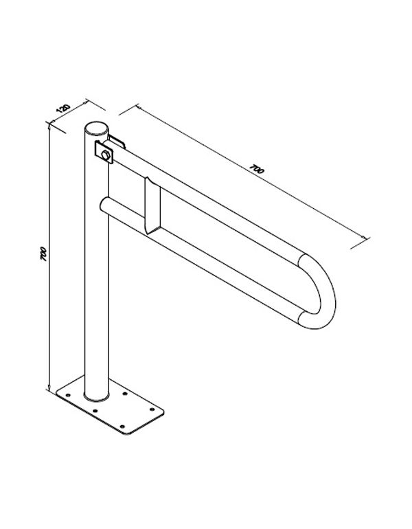 700 mm-es fehér acél fogódzó mozgáskorlátozottak számára