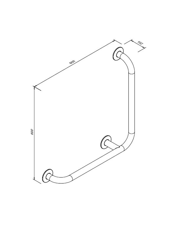 Polírozott rozsdamentes acél 90°-os korlát mozgáskorlátozottak számára