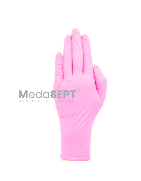 a medaSEPT® nitril kesztyűk a rózsaszínt részesítik előnyben, rózsaszín kesztyűk